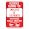 Signmission Reserved Parking for Employee of the Mon Heavy-Gauge Aluminum Sign, 12" x 18", A-1218-23111 A-1218-23111 - alternate 1